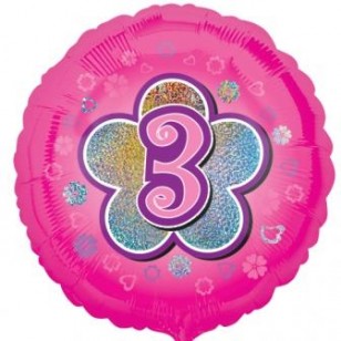 Pink Daisy Flowers Age 3 Birthday Balloon